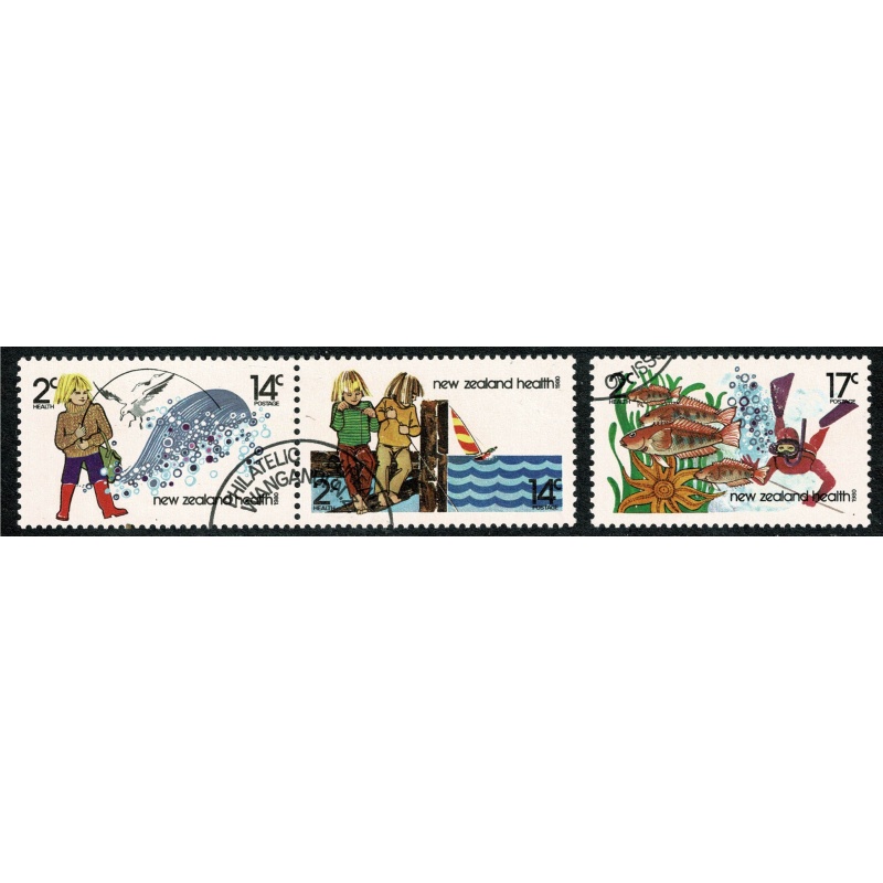 New Zealand. 1980 Health Stamps . Fishing. Fine Used set of 3 values. Philatelic Bureau Cancel. SG 1225-1227.