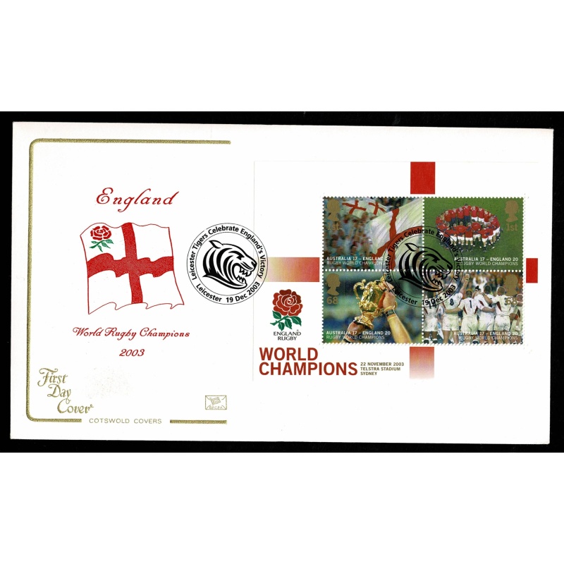 2003 Rugby World Cup Victory. Leicester Tigers Celebrate Handstamp 19th December 2003