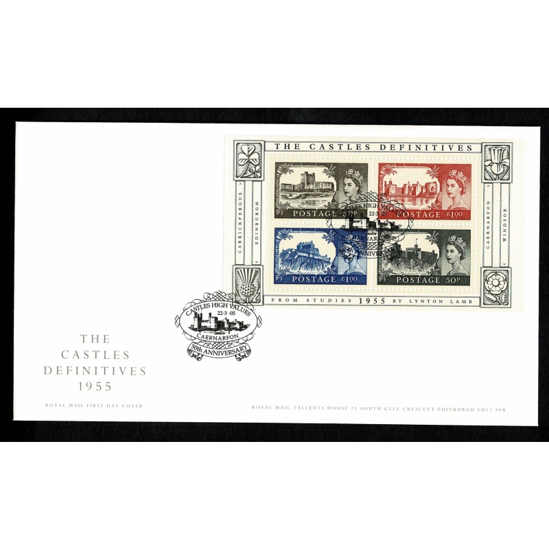 Set of 4 covers. 50th Anniversary of First Castles Definitives. Each with different relevant Castle Special Handstamp. 22nd March 2005