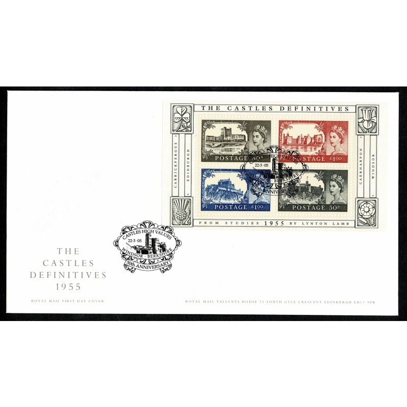 Set of 4 covers. 50th Anniversary of First Castles Definitives. Each with different relevant Castle Special Handstamp. 22nd March 2005