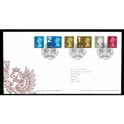 Pair of covers. 2005 Security issues Small format High values, 2nd small, 2nd large, 1st small, 1st large, 50p, £1. Tallents House FDI Handstamp.  17th February 2009