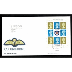 Pair of Covers. 2008 Military Uniforms, RAF. Set of 6 values & Prestige Book s/t pane. Hendon London NW9 FDI Handstamp 18th September 2008