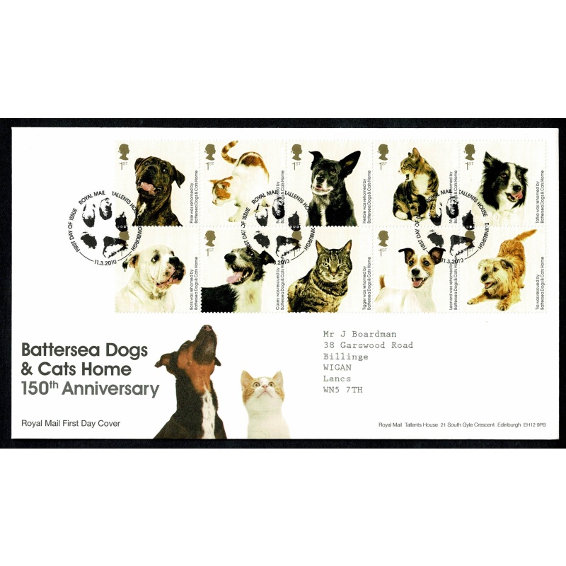 2010 Battersea Dogs Home. Tallents House FDI Handstamp 11th March 2010