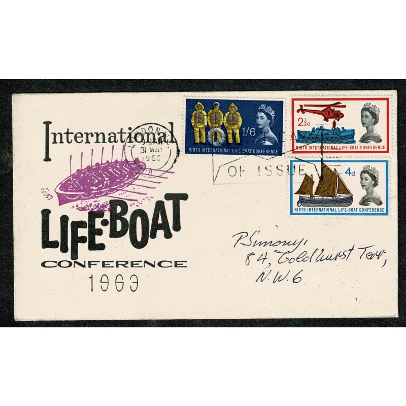 1963 Lifeboats (ord). Illustrated FDC. London "Envelope" FDI cancel