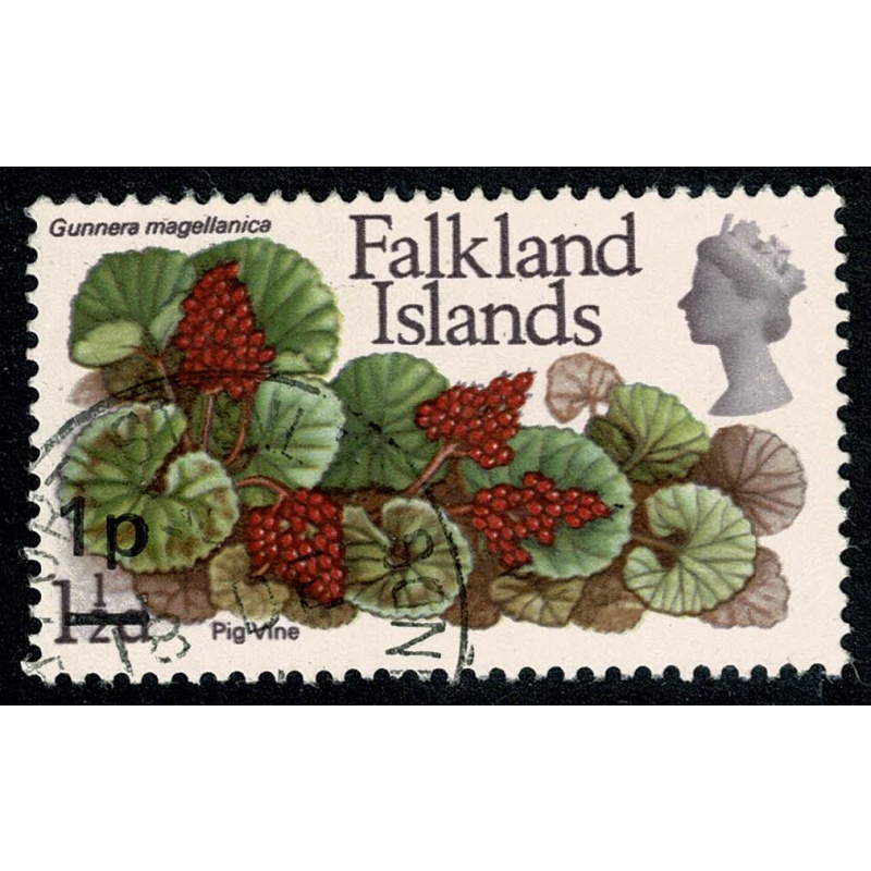 Falkland Islands. 1971 Flowers. Decimal Surcharge issue. 1p on 1½d Wmk upright. SG 264. Fine Used