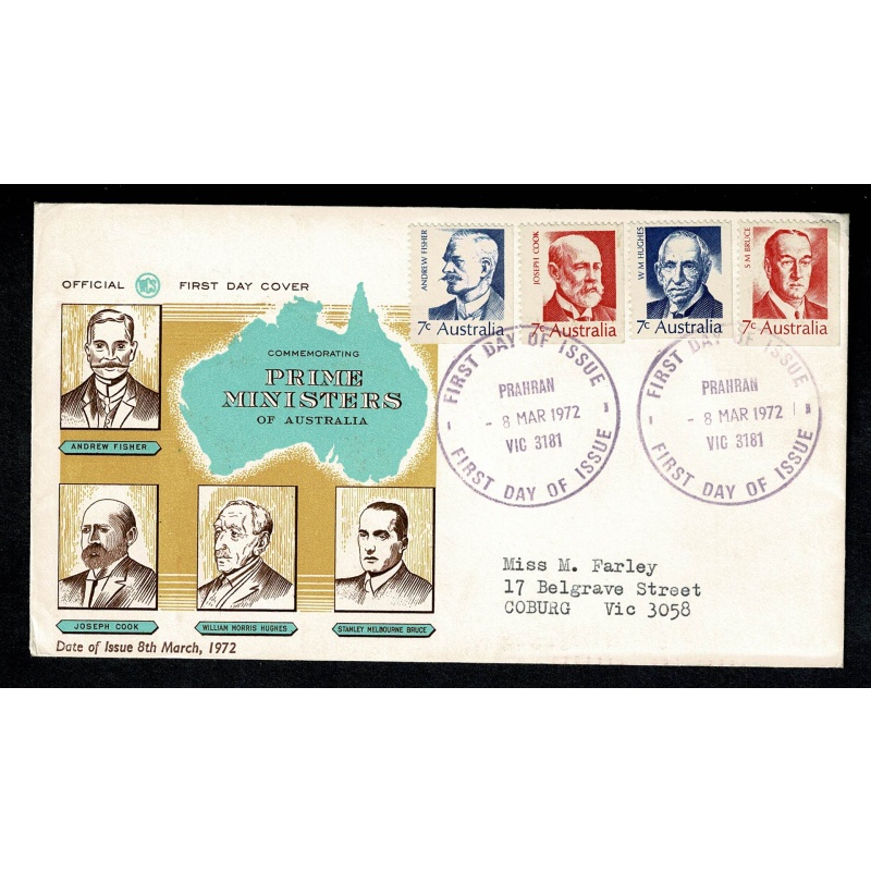 Australia. 1972 Famous Australians (4th Series). FDC 8th March 1972.