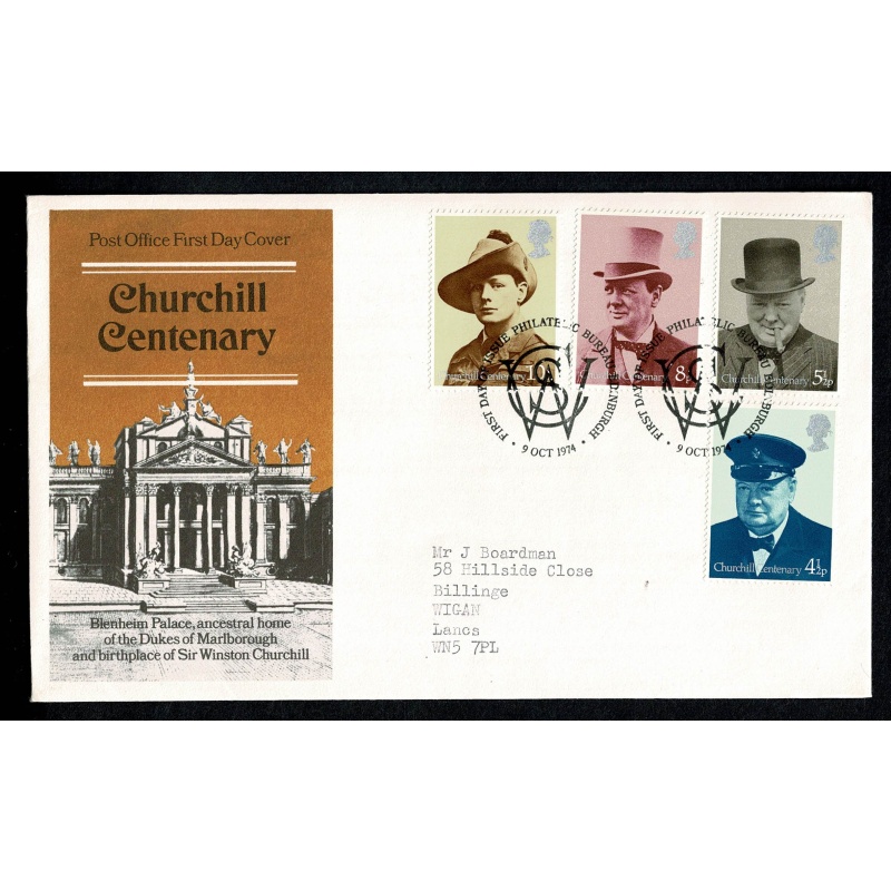 1974 Churchill. Philatelic Bureau FDI Handstamp. 9th October 1974