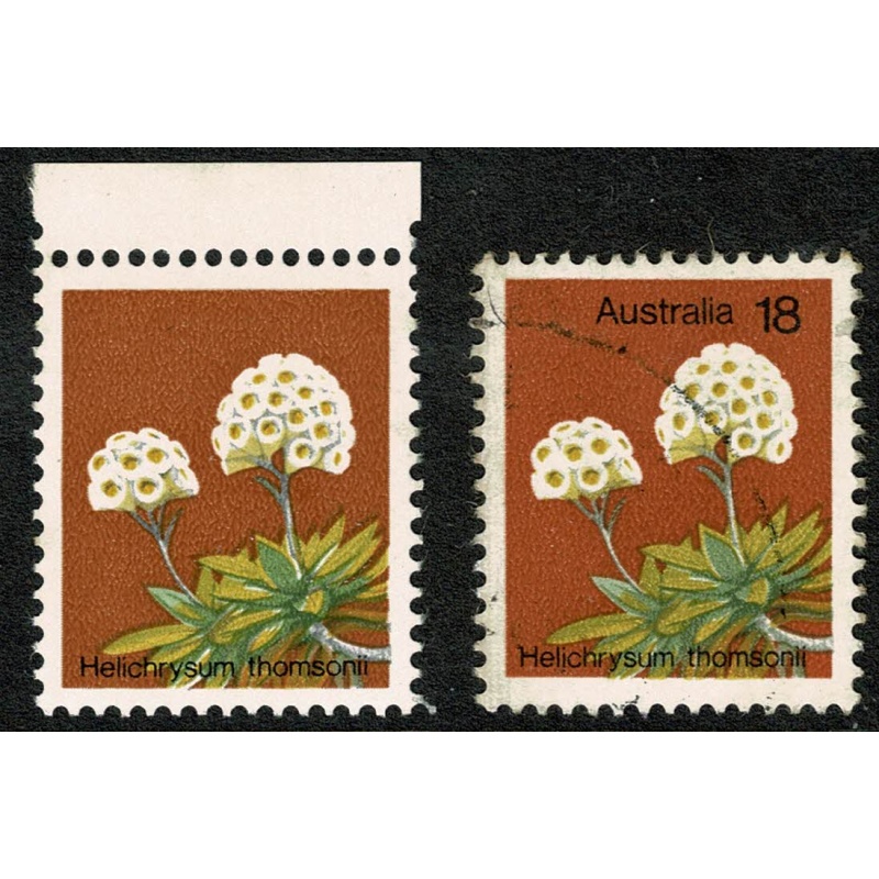 Australia. 1975 Wild Flowers. 18c. ERROR BLACK PARTIALLY OMITTED. SG 608a var