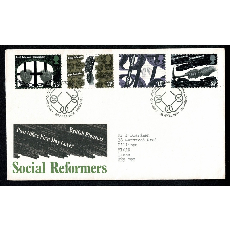 1976 Social Reformers. Philatelic Bureau FDI Handstamp. 28th April 1976