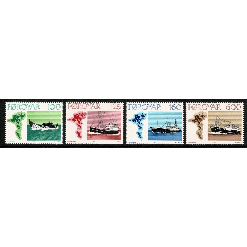 Faroes. 1977 Faroese Fishing Vessels. Set of 4 values. Unmounted Mint. SG 23-26