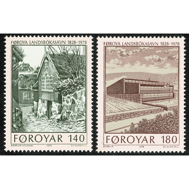 Faroes. 1978 150th Anniversary National Library. Set of 2 values. Unmounted Mint. SG 38-39