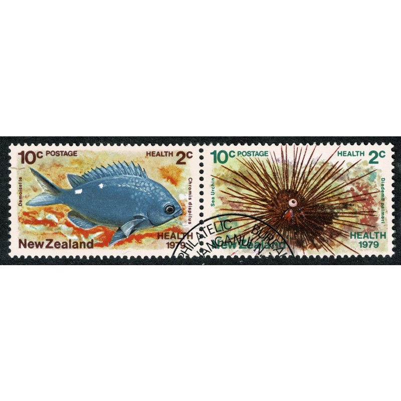 New Zealand. 1979 Health Stamps. Marine Life 10c + 2c s/t pair. Fine used. SG 1197/98