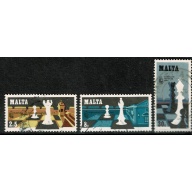 Malta. 1980 Chess Olympiad. Set of 3 values. Used. SG 652-654