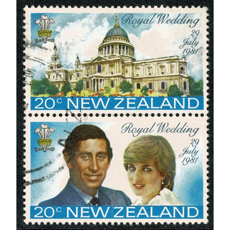 New Zealand. 1981 Royal Wedding 20c. Fine used se-tenant pair. SG 1247a