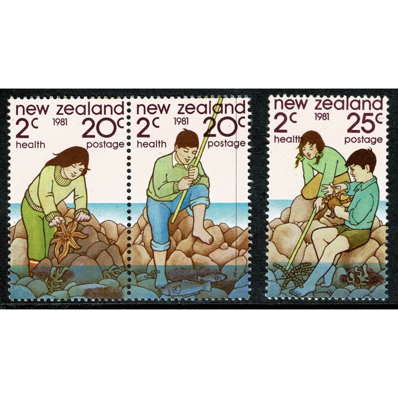 New Zealand. 1981 Health. Playing by the Sea. Unmounted mint set of 3 values. SG 1249-1251