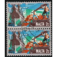 Malta. 1981 History of Maltese Industry. 2c pair. Fine used. SG 669