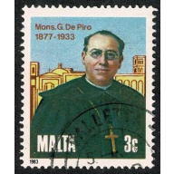 Malta. 1983 50th Death Anniv. Monsignor Giuseppe de Piro. 3c Fine used. SG 718