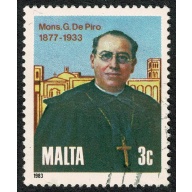 Malta. 1983 50th Death Anniv. Monsignor Giuseppe de Piro. 3c Fine used. SG 718