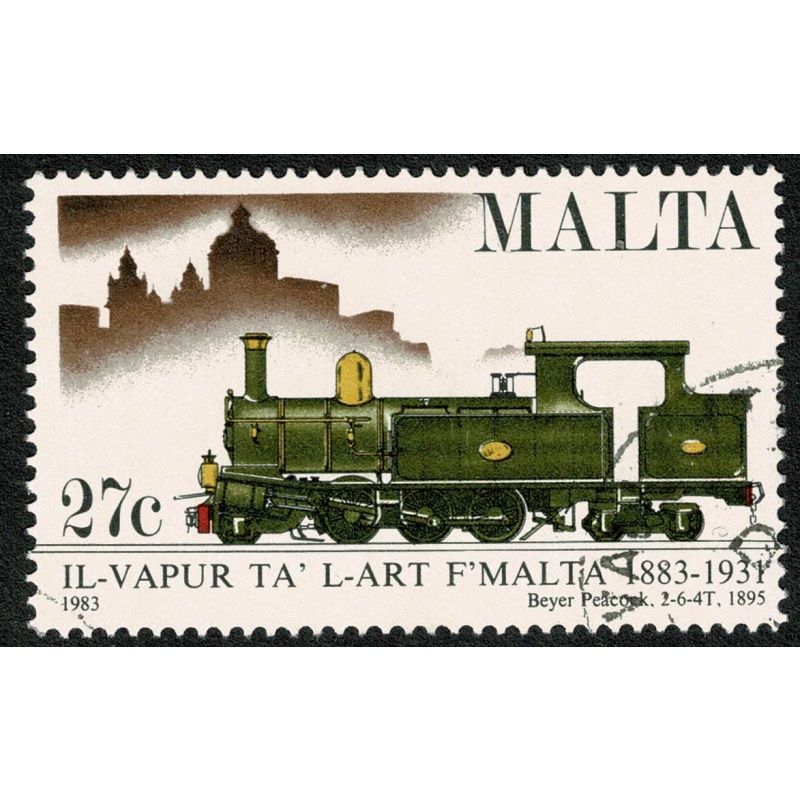 Malta. 1983 Centenary Malta Railway 27c Fine used. SG 707