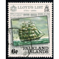 Falkland Islands. 1984 250th Anniv. Lloyd's List 6p. Fine Used. SG 484