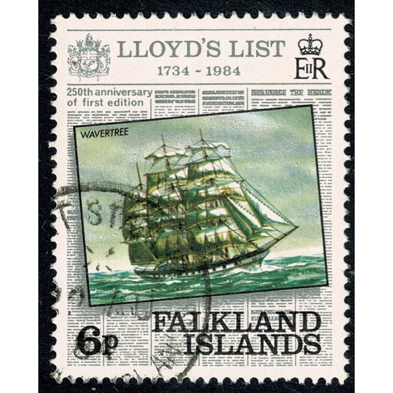 Falkland Islands. 1984 250th Anniv. Lloyd's List 6p. Fine Used. SG 484