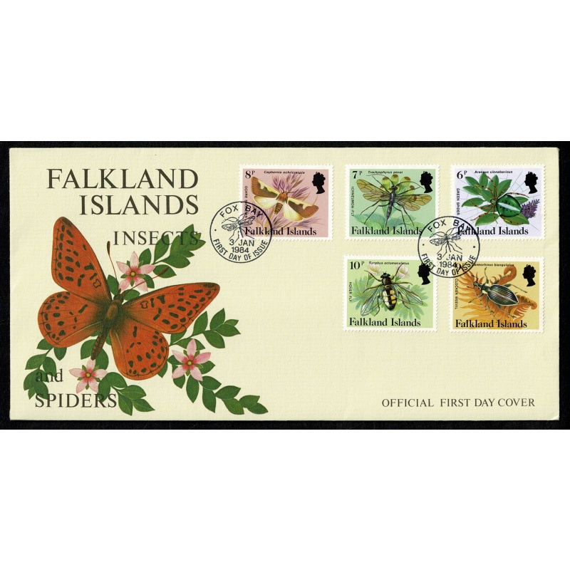 Falkland Islands. 1984-86 Insects and Spiders issue. Set of 15 values on 3 First Day Covers.