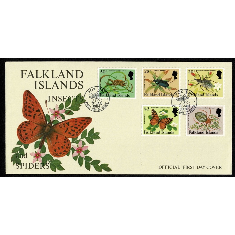 Falkland Islands. 1984-86 Insects and Spiders issue. Set of 15 values on 3 First Day Covers.