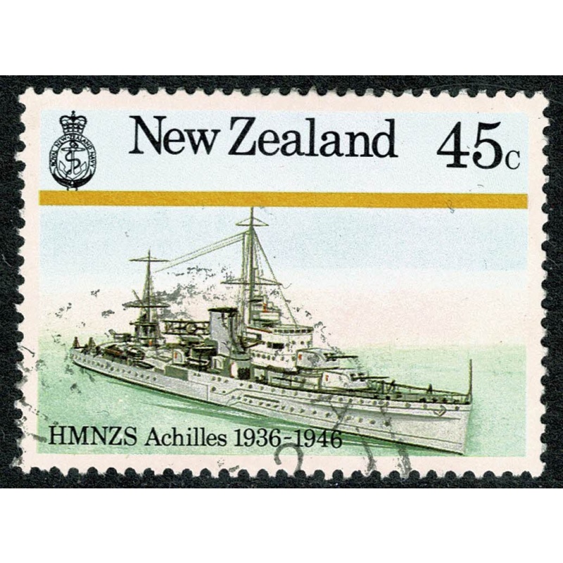 New Zealand. 1985 New Zealand Naval History 45c.  Fine used single. SG 1380