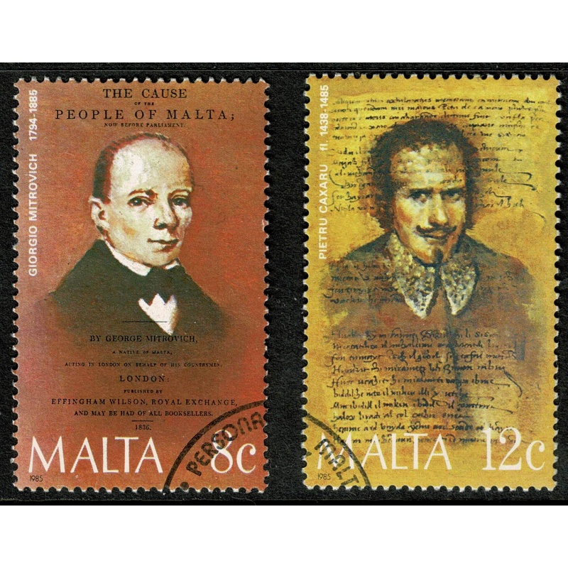 Malta. 1985 Celebrities Anniversaries. Set of 2 values. Used. SG 767-768