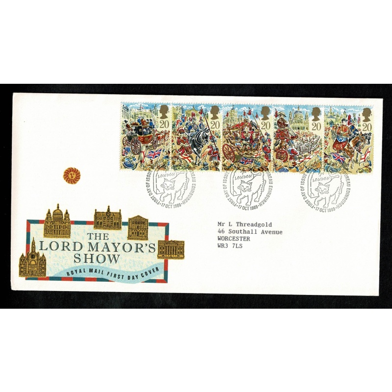 1989 Lord Mayor's Show FDC. Philatelic Bureau FDI Handstamp.