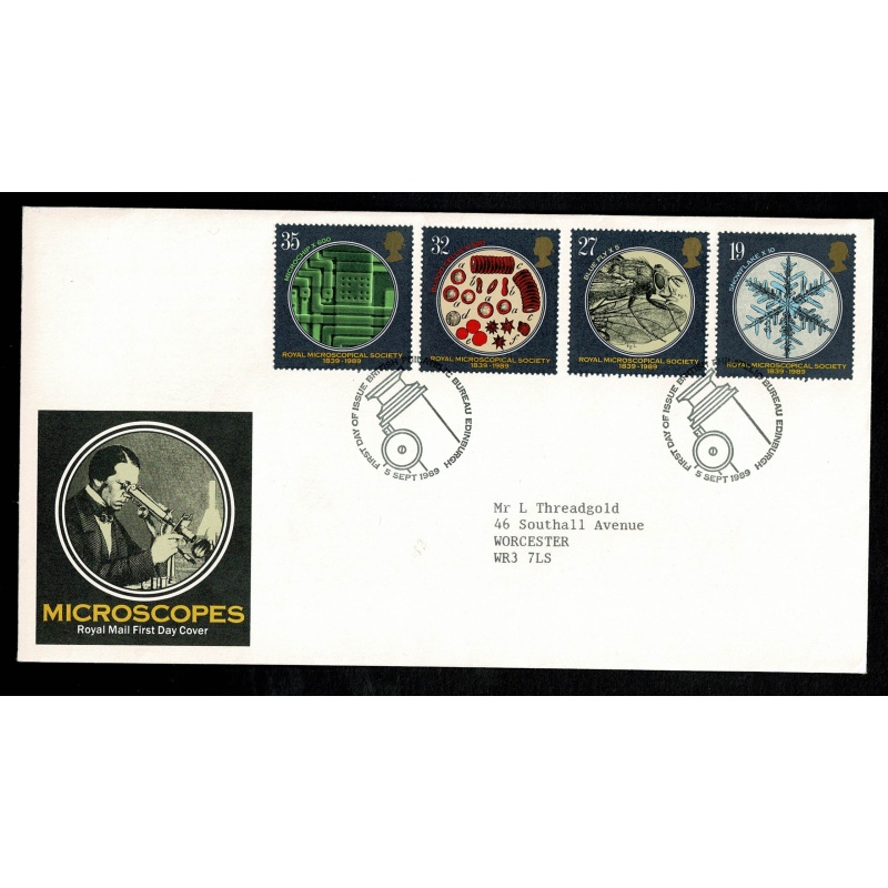 1989 Microscopical Society FDC. Philatelic Bureau FDI Handstamp.