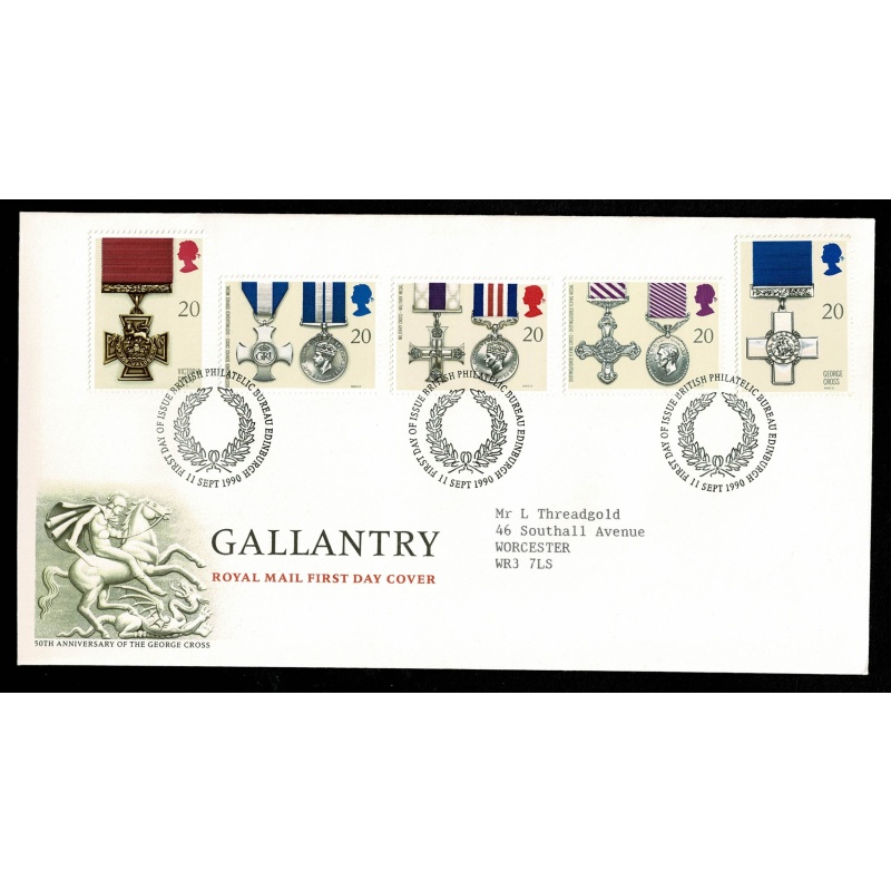 1990 Gallantry Awards. Philatelic Bureau FDI Handstamp.