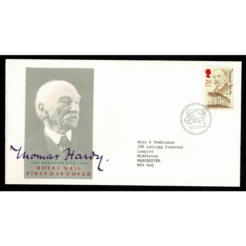 1990 Thomas Hardy. Philatelic Bureau FDI Handstamp.