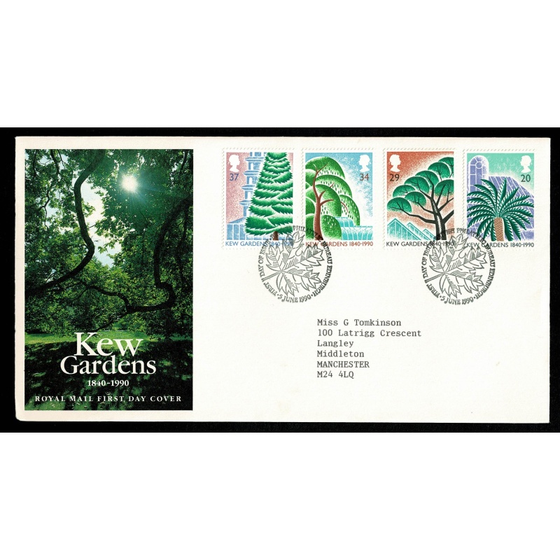 1990 Kew Gardens. Philatelic Bureau FDI Handstamp.