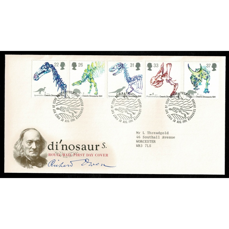 1991 Dinosaurs. Philatelic Bureau FDI Handstamp.