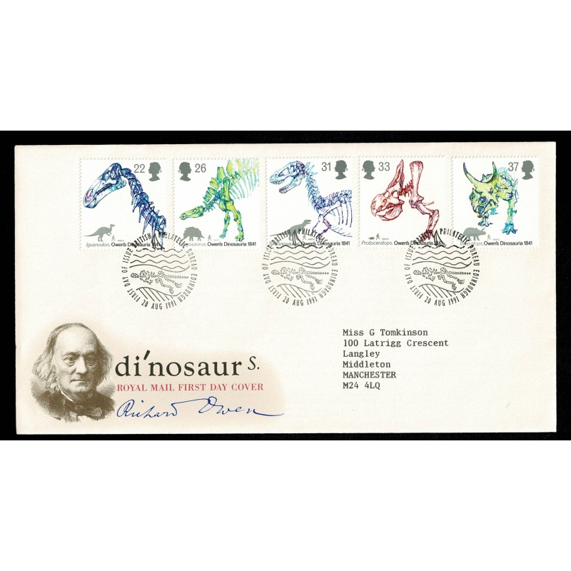 1991 Dinosaurs. Philatelic Bureau FDI Handstamp.