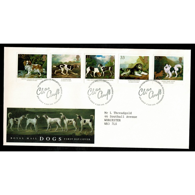 1991 Dogs FDC. Philatelic Bureau FDI Handstamp.