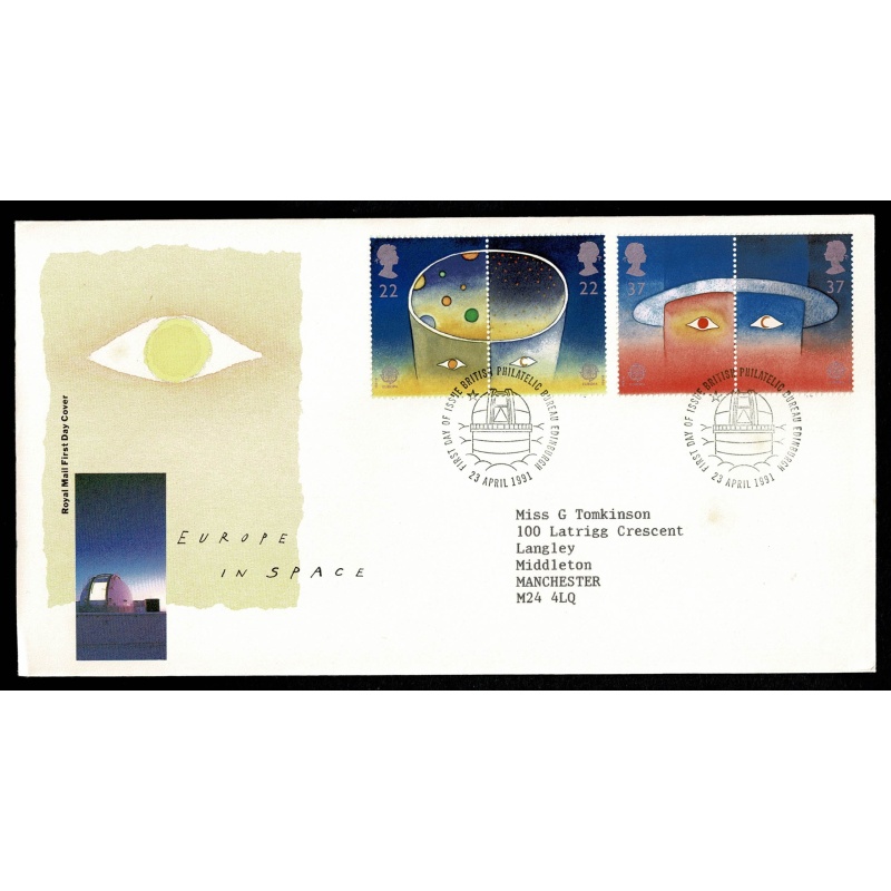 1991 Europe in Space FDC. Philatelic Bureau FDI Handstamp.