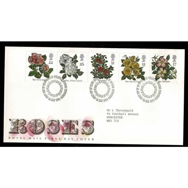 1991 Roses Congress FDC. Philatelic Bureau FDI Handstamp.