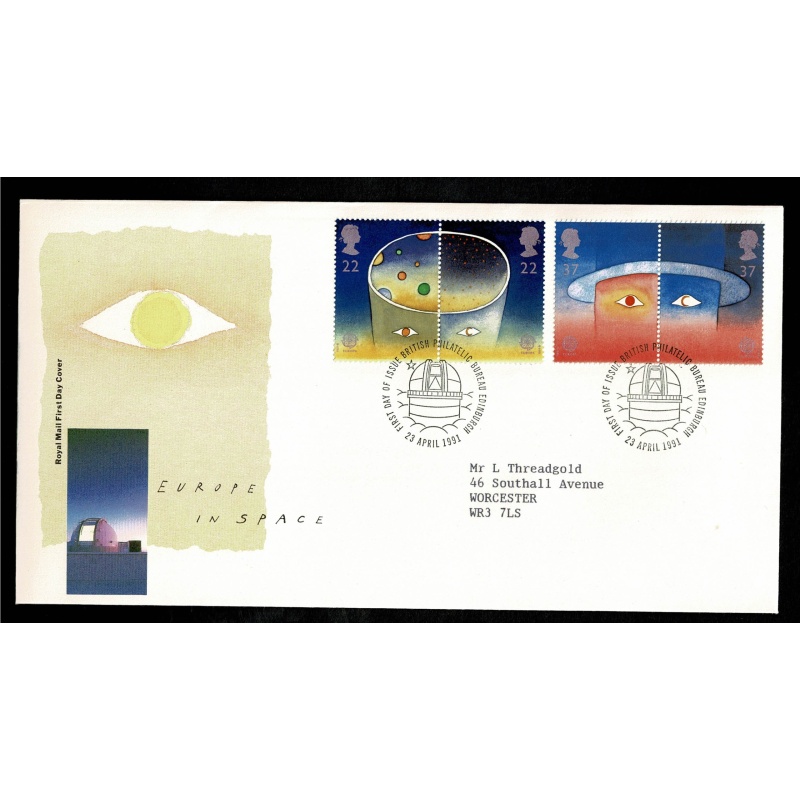 1991 Europe in Space FDC. Philatelic Bureau FDI Handstamp.