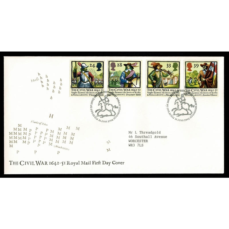 1992 350th Anniv The Civil War. Philatelic Bureau FDI Handstamp.