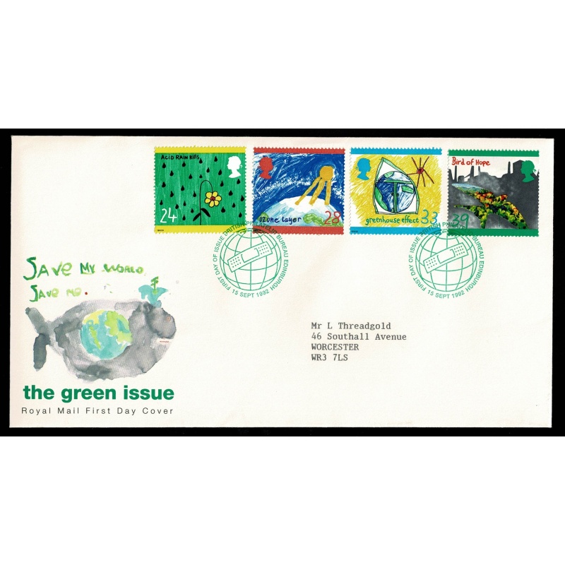 1992 Green Issues. Philatelic Bureau FDI Handstamp.