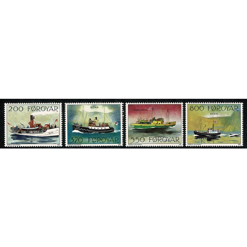 Faroes. 1992 Mail Ships. Set of 4 values. Unmounted Mint. SG 220-223