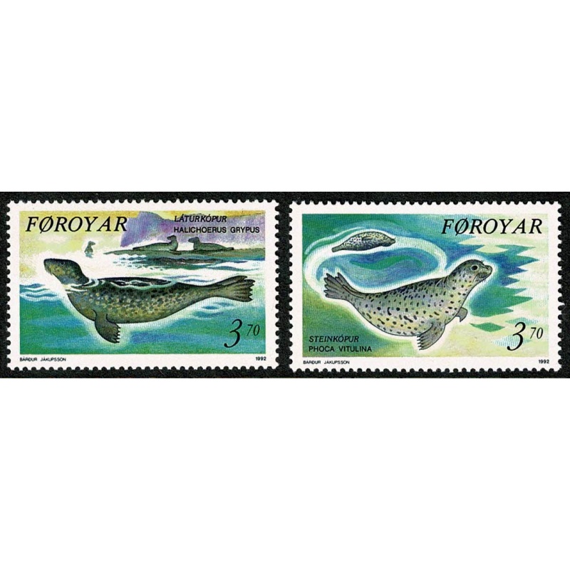 Faroes. 1992 Seals. Set of 2 values. Unmounted Mint. SG 227-228