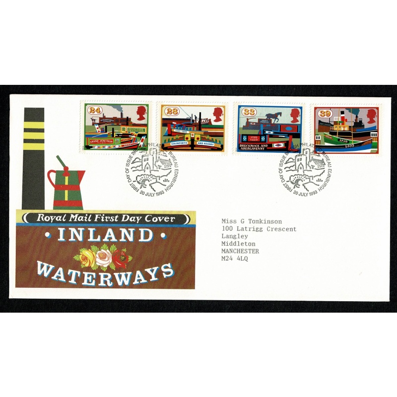 1993 Inland Waterways. Philatelic Bureau FDI Handstamp.