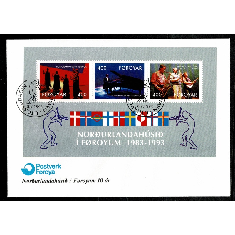 Faroes. 1993 Nordic House 10th Anniversary. Miniature Sheet FDC.  SG MS238