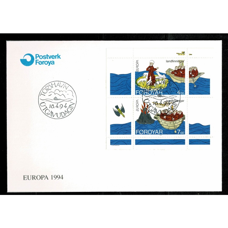 Faroes. 1994 Europa Miniature Sheet. FDC  SG MS255