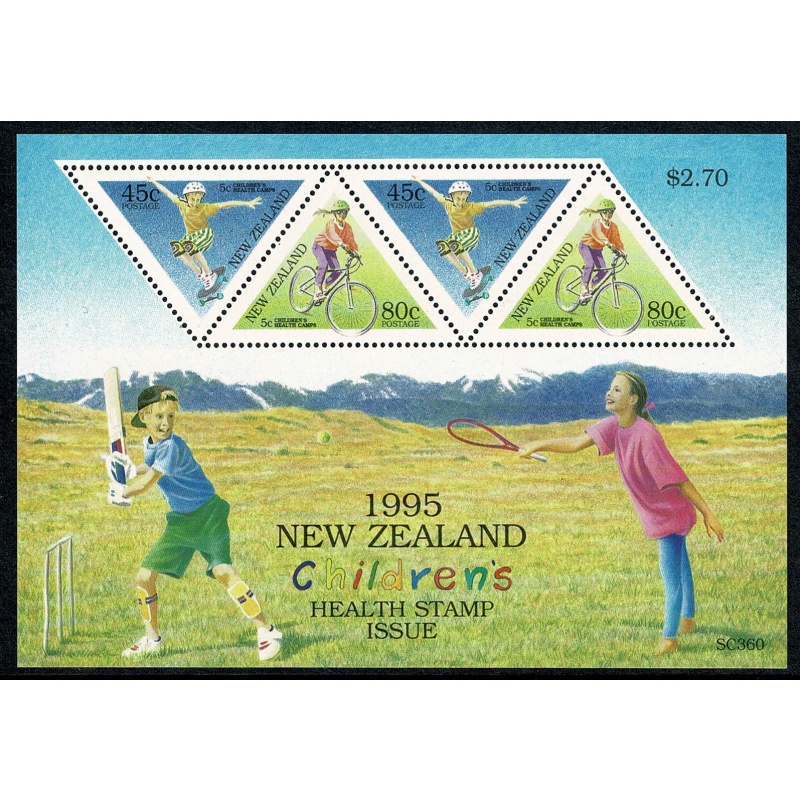 New Zealand. 1995 Health. Children's Sports. Miniaturte Sheet. SG MS1886