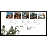 1995 Rugby League FDC. Set of 5 values. Philatelic Bureau Handstamp.