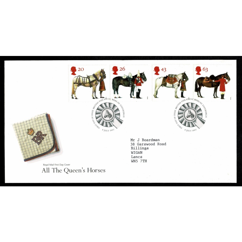 1997 Queen's Horses. Philatelic Bureau FDI Handstamp.